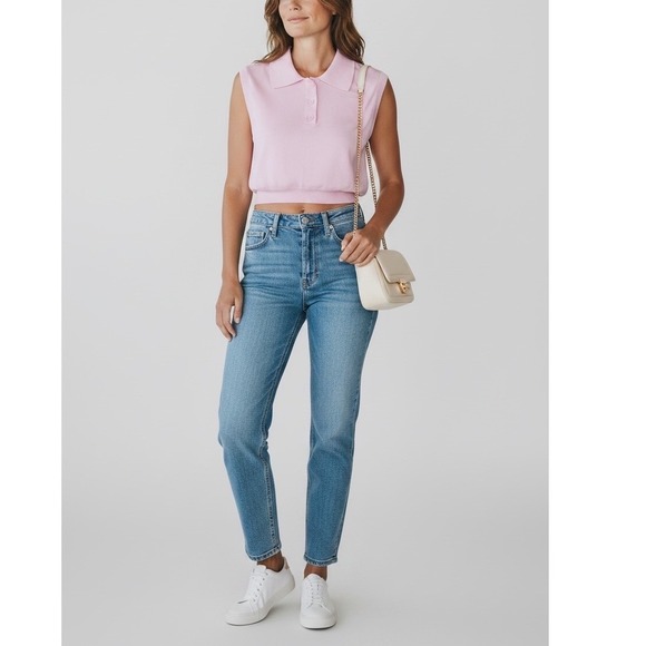 Zara Sweaters - Zara Pink Sleeveless Knit Polo Cropped Sweater Vest Coquette Preppy Balletcore S